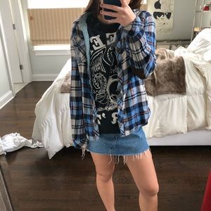 Blue Orange and Grey Vintage Flannel